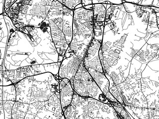 Vector road map of the city of  Glen Burnie  Maryland in the United States of America with black roads on a white background.
