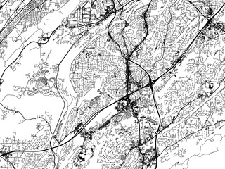 Vector road map of the city of  Hoover  Alabama in the United States of America with black roads on a white background.