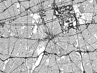Vector road map of the city of  Hempstead  New York in the United States of America with black roads on a white background.