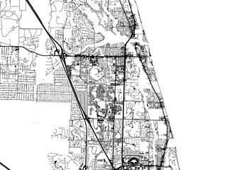 Vector road map of the city of  Jupiter  Florida in the United States of America with black roads on a white background.