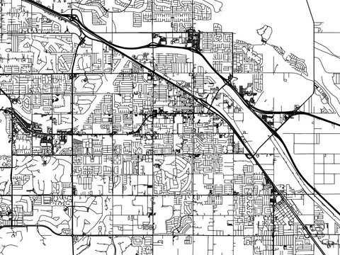 Vector road map of the city of  Indio  California in the United States of America with black roads on a white background.