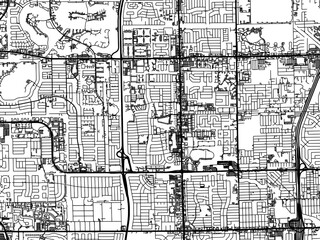 Vector road map of the city of  Lauderhill  Florida in the United States of America with black roads on a white background.
