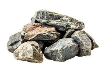 Isolated pile of stone coal, a textured black and white composition, showcasing nature's raw mineral fuel in a macro view with elements of old architecture