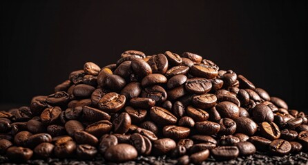 coffee bean pile for black background, vibrant stage backdrops