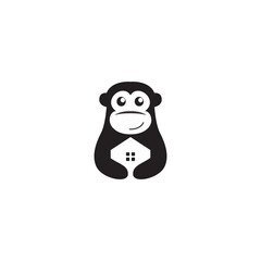 monkey cute icon logo design vector