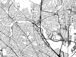 Vector road map of the city of  Medford  Massachusetts in the United States of America with black roads on a white background.