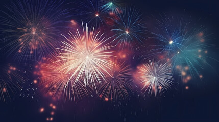 Fototapeta premium Beautiful fireworks background at night for holiday decoration