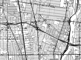 Vector road map of the city of  Lynwood  California in the United States of America with black roads on a white background.