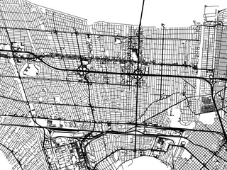 Vector road map of the city of  Metairie  Louisiana in the United States of America with black roads on a white background.