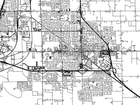 Vector road map of the city of  Manteca  California in the United States of America with black roads on a white background.