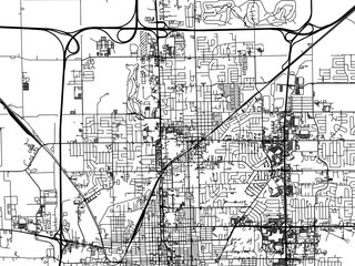 Vector road map of the city of  Normal  Illinois in the United States of America with black roads on a white background.