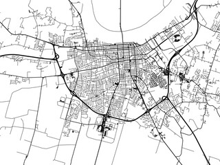 Vector road map of the city of  Owensboro  Indiana in the United States of America with black roads on a white background.
