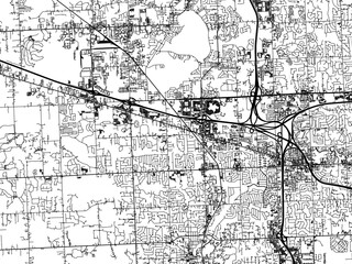 Vector road map of the city of  Novi  Michigan in the United States of America with black roads on a white background. - obrazy, fototapety, plakaty