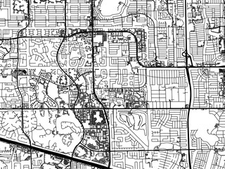 Fototapeta premium Vector road map of the city of Plantation Florida in the United States of America with black roads on a white background.