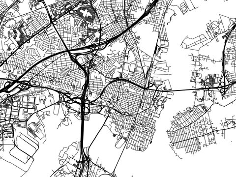 Vector road map of the city of  Perth Amboy  New jersey in the United States of America with black roads on a white background.