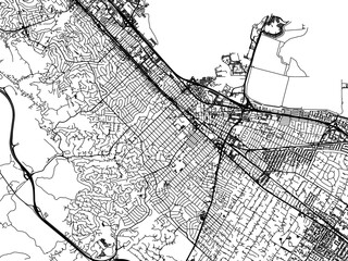 Vector road map of the city of  Redwood City  California in the United States of America with black roads on a white background.