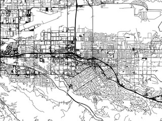 Vector road map of the city of  Redlands  California in the United States of America with black roads on a white background.