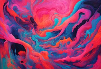 Dreamscapes in neon: Abstract art where vibrant hues and surreal forms collide