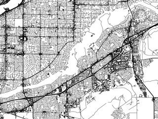 Fototapeta premium Vector road map of the city of Rancho Cordova California in the United States of America with black roads on a white background.
