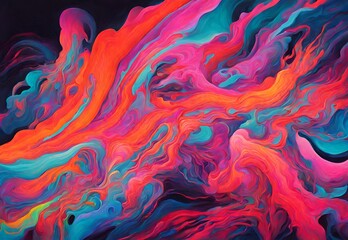 Obraz na płótnie Canvas Dreamscapes in neon: Abstract art where vibrant hues and surreal forms collide