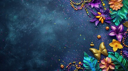 beautuful Mardi Gras Carnival background with copy space - obrazy, fototapety, plakaty