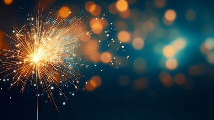 Beautiful fireworks background at night for holiday decoration - obrazy, fototapety, plakaty
