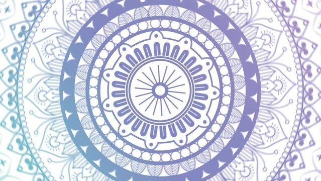 Abstract mandala 4k Landscape video footage, purple colorful floral vintage decorative element's, Mandala animation with seamless looping, horizontal background.