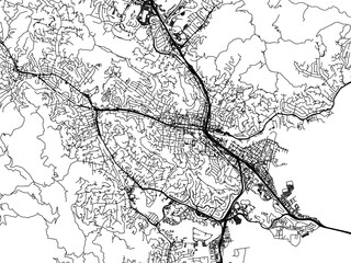 Obraz premium Vector road map of the city of San Rafael California in the United States of America with black roads on a white background.