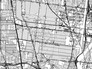 Obraz premium Vector road map of the city of South Gate California in the United States of America with black roads on a white background.