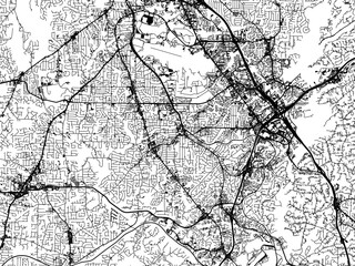 Vector road map of the city of  Smyrna  Georgia in the United States of America with black roads on a white background.