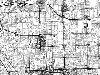 Vector road map of the city of  Troy  Michigan in the United States of America with black roads on a white background.