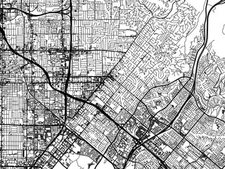 Fototapeta na wymiar Vector road map of the city of Tustin California in the United States of America with black roads on a white background.