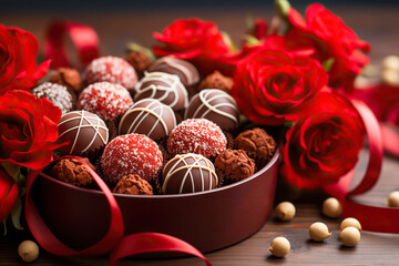 Valentine's Day Box of Chocolates, Love Unwrapped, A Mouthwatering Ensemble of Romantic Bonbons in a Beautiful Day