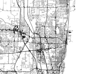 Obraz premium Vector road map of the city of Waukegan Illinois in the United States of America with black roads on a white background.