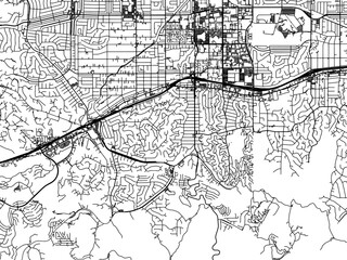 Vector road map of the city of  Woodland Hills  California in the United States of America with black roads on a white background.