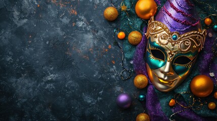 beautuful Mardi Gras Carnival background with copy space