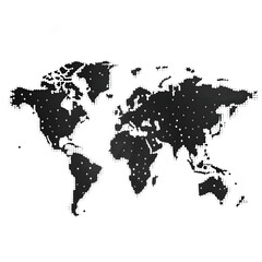 Vector world map, gray silhouette isolated on png background, illustration template.