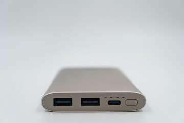 Portable power bank, microUSB, indicator lights, USB ports. Mobile charging, rechargeable...