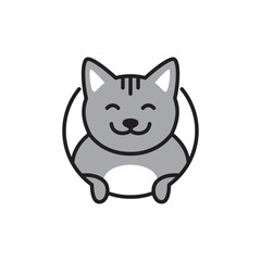 cute cat pets mascot cartoon icon logo design vector