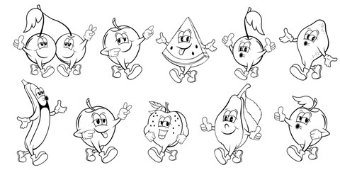 cartoon character of happy and cute fruits