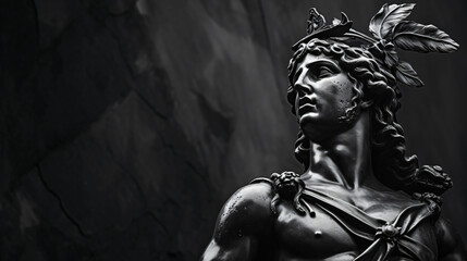 Black and white image of an ancient statue - obrazy, fototapety, plakaty