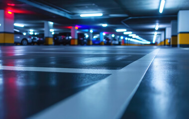 empty parking space in underground parking close-up
