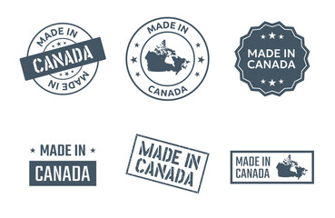 made in Canada labels, Canadian product icon set