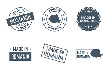 made in Romania labels set, product icons of Romania