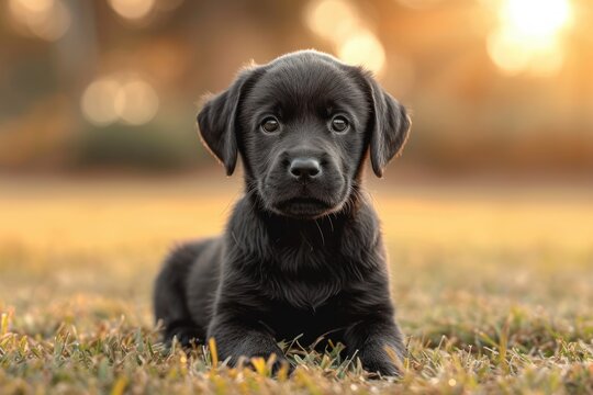 Labrador puppies on the lawn