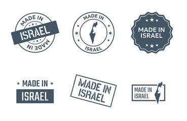 made in Israel labels set, made in State of Israel product icons