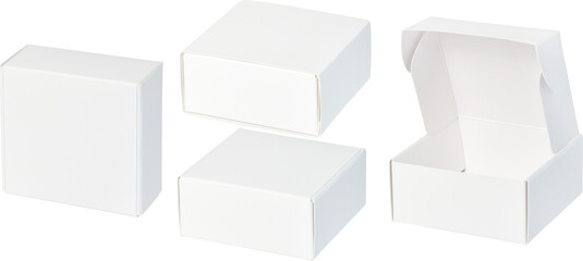 white cardboard box or giftbox set different angle view