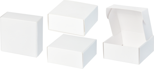 white cardboard box or giftbox set different angle view