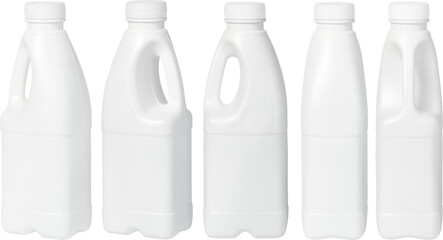milk or yogurt plastic bottle set with coloured cap