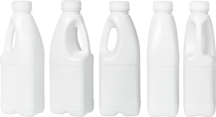 milk or yogurt plastic bottle set with coloured cap